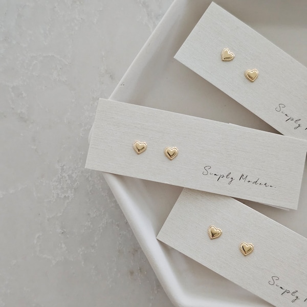 14k Gold Filled Heart Studs | Modern Minimalist, Gifts For Her, Delicate Stud Earrings, Gold Cross Earrings, Gold Heart Stud