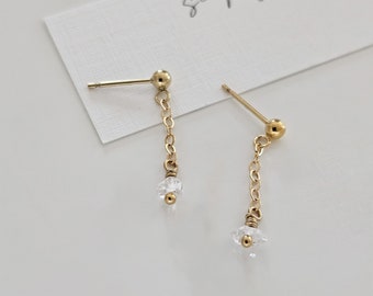 14k Gold Filled Herkimer Diamond | Earrings Studs Rock | Dainty Herkimer Diamond Earrings, Gold Filled Dainty Earrings, Modern Minimalist,