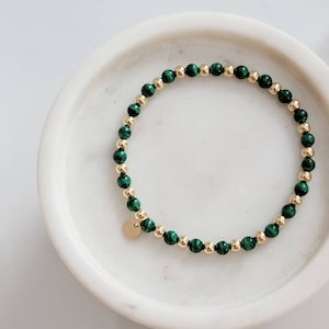 14k Gold Filled Malachite Bracelet