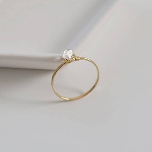 Herkimer Diamond Ring | Herkimer Diamond Solitaire Ring, Gold Herkimer Ring, Gifts for Her, Minimalist Rings, Raw Crystal Ring