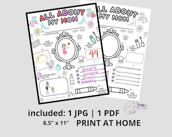 All About Mom Coloring Page - Mother's Day Printable (PDF & JPG)