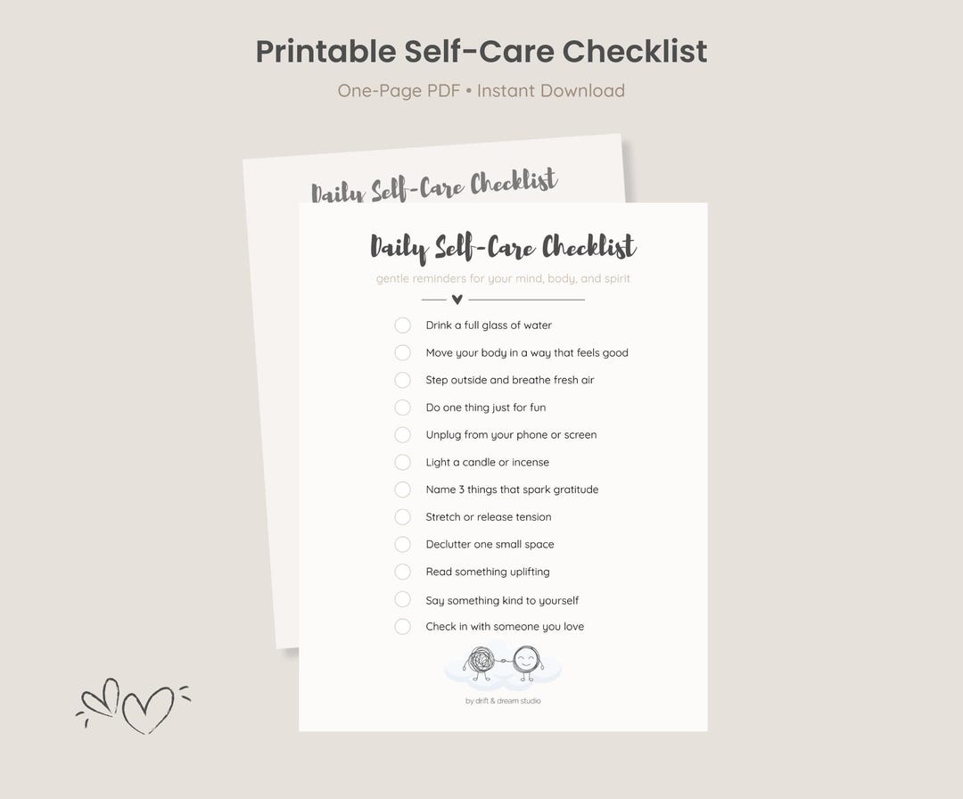 Self-care Checklist Printable – Daily Wellness Tracker | Gentle Routine ...