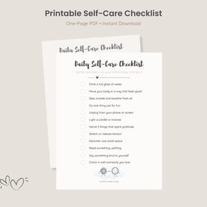 Daily Self-Care Checklist: Gentle Routine Planner (PDF Download)