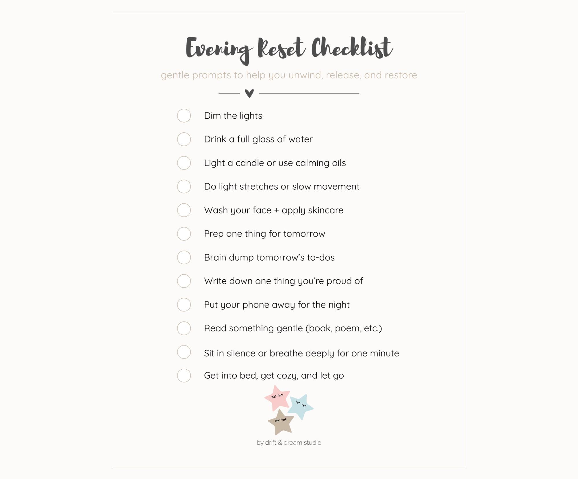 Def Reset Checklist.pdf Evening Reset Checklist Printable: Self-care Routine (PDF Download) - Etsy