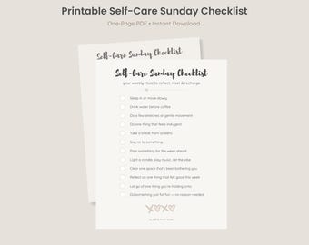 Self-Care Sunday Checklist, Weekly Reset Routine Planner (PDF Download)