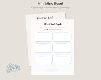 Mind Reset Worksheet Printable, Mental Clarity PDF, Self Reflection Sheet, Daily Reset Planner