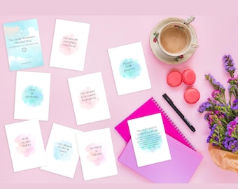 30 tarjetas de afirmaciones, mazo de citas de atención plena para el autocuidado (descarga digital)