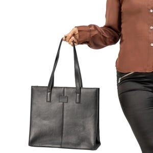 女性用ブラックレザートートバッグ、レディース大型レザーショルダーバッグ、ジッパー付きトートバッグ、オフィスや旅行用のレザーショルダーバッグ、彼女へのギフト