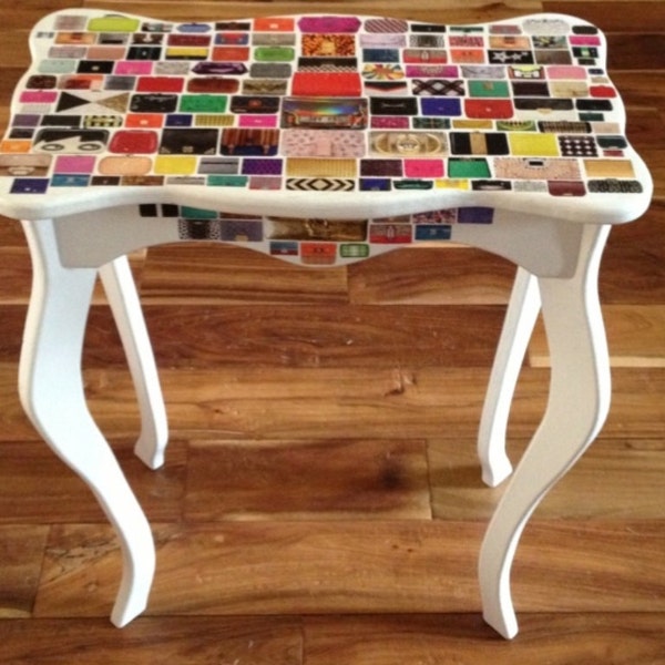 Boutique Style Accent Table with Mini Purse Collage