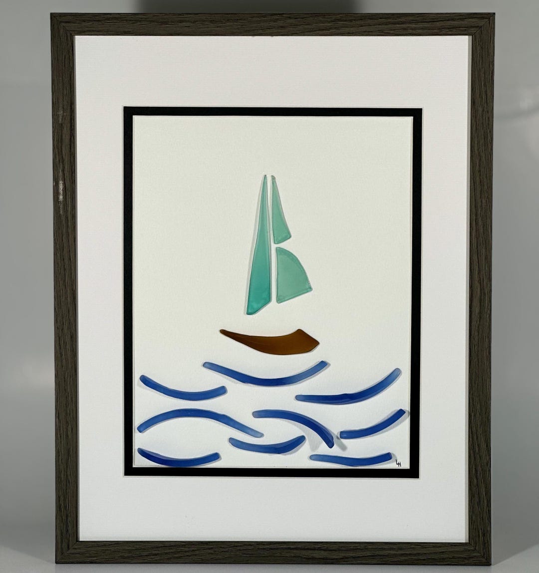 Sea Glass Art | Coastal Decor | Large Sailboat - Etsy