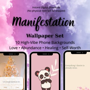Manifestation Wallpaper Set – 10 High-Vibe Digital Phone Backgrounds for Abundance, Love & Self-Worth