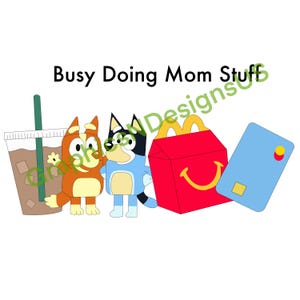 Bluey PNG ocupada haciendo cosas de mamá
