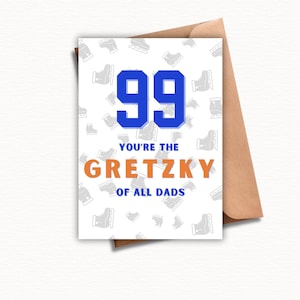 Carte de hockey imprimable Happy Father's Day 5 x 7, carte de papa Gretzky, carte des Oilers d'Edmonton