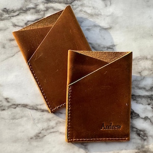 Personalized Leather Card Holder,  Slim Leather Wallet,  Front Pocket Wallet, Mens Leather Card Sleeve, Minimalist Leather Wallet, Slim gift