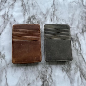 Tarjetero de cuero, clip magnético minimalista para billetes, billetera delgada con bolsillo frontal, billetera para tarjetas de crédito, regalo para el Día del Padre, billetera para hombre