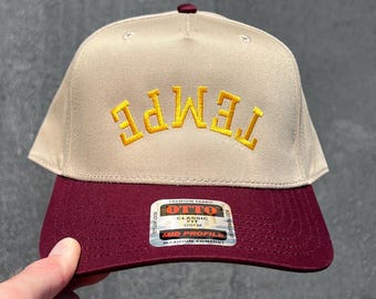 Tempe upp-och-nervänd hatt, Tempe Arizona hatt, Stadshatt, Upp-och-nervända hattar, Tvåfärgad hatt, Collegegåva, Basebollkeps, Broderad hatt, Anpassad
