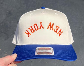 New York Upside Down Hat, NYC Hat, State Hat, City Hat, Upside Down Hats, Two Tone Hat, Baseball Hat, Basketball Hat, Embroidery, Custom Hat