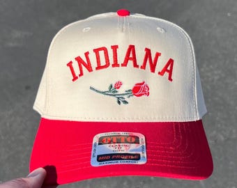 Indiana Rose Hat, Indiana Hat, State Hat, Bloomington Hat, Two Tone Hat, College Gift, baseball hat, Custom hat, Embroidered hat, Bowl Game
