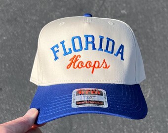 Florida Hoops Hat, Florida Hat, State Hat, Upside Down Hats, Two Tone Hat, College Gift, Gainesville, The Swamp, Embroidery, basketball