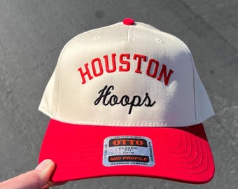 Houston Hoops Hat, Houston Texas Hat, State Hat, City Hat, Two Tone Hat, College Gift, Embroidery, Basketball Hat, Hoops Hat, Cougar hat
