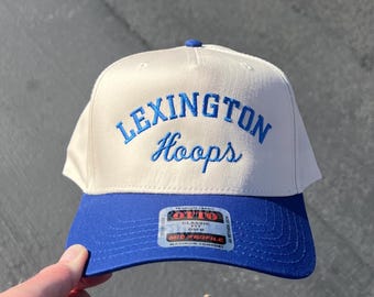 Lexington Hoops Hat, Lexington Kentucky Hat, State Hat, City Hat, Two Tone Hat, College Gift, Embroidery, Basketball Hat, Hoops Hat, Wildcat