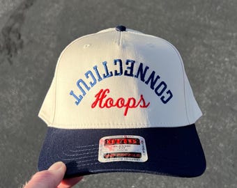 Connecticut Hoops Upside Down Hat, Connecticut Hat, State Hat, Upside Down Hats, Two Tone Hat, College Gift, Basketball Hat, Embroidered Hat