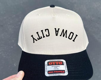 Iowa City Upside Down Hat, Iowa City Iowa Hat, City Hat, Upside Down Hats, Two Tone Hat, College Gift, Baseball Hat, Embroidered Hat