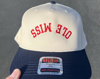 Ole Miss Upside Down Hat, Oxford Mississippi Hat, City Hat, Upside Down Hats, Two Tone Hat, College Gift, Baseball Hat, Embroidered Hat
