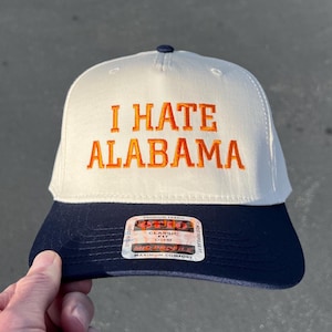 I Hate "Custom" Hat, College Rivalry, Two Tone Hat, College Football, College Basketball, Customizable, Embroidery, Personalize, Alabama