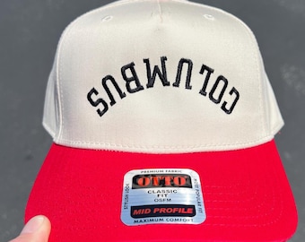 Columbus Upside Down Hat, Columbus Ohio Hat, City Hat, Upside Down Hats, Two Tone Hat, College Gift, Baseball Hat, Embroidered Hat