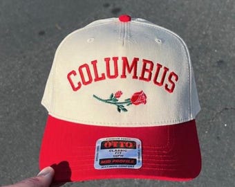 Columbus Rose Hat, Ohio Hat, State Hat, Bloomington Hat, Two Tone Hat, College Gift, baseball hat, Custom hat, Embroidered hat, Bowl Game
