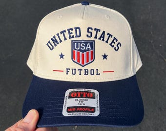 United States Futbol Hat, USA Soccer hat, Two Tone Hat, Fan hat, America 250, Custom hat, Embroidered hat, USA hat, United States of America
