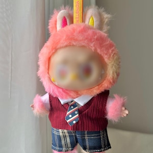 Handmade Labubu School Uniform for teen girl doll clothes for birthday gift for kid soft doll costume labubu scholl clothing V1 V2 V3