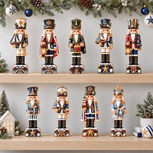 Personalized Coastal Nutcracker Wooden Block Christmas Decor Nautical Holiday Tabletop Gift