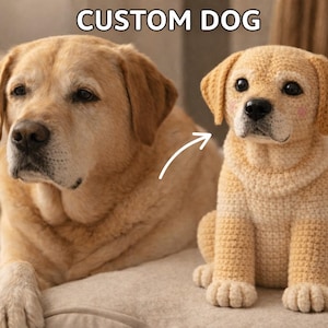 Peluche de perro de ganchillo personalizado, muñeco amigurumi personalizado, regalo conmemorativo para mascotas
