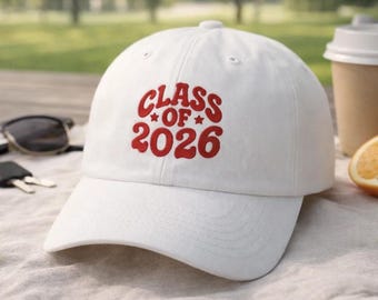 Class of 2026 Embroidered Baseball Cap, Graduation Gift White Dad Hat for Seniors Students