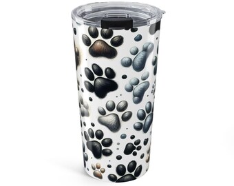 Vaso con estampado de huellas de 20 oz / Arte de huellas de perro, gato y mascota