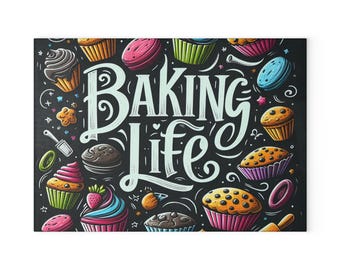 Tabla de cortar de vidrio para cupcakes Baking Life / Decoración colorida para la cocina