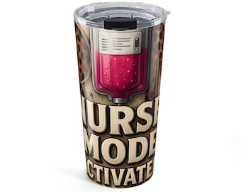 Vaso de 20 oz con modo de enfermería activado, bolsa intravenosa médica, estetoscopio, diseño de corazón