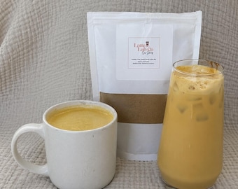 Golden Milk Latte Mix, Organic Turmeric Powder Blend, Ginger Chai Drink, Dairy-Free Spiced Beverage, Monk Fruit Sweetened, Wellness Tea Gift