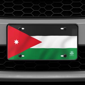 Jordanian Flag LICENSE PLATE Tag, Patriotic Jordan Car Vanity Plate, Show National Pride, Sports Fan Gift, Decorative Aluminum Sign