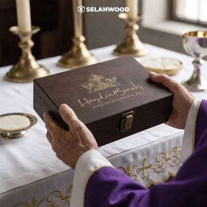 Personalized First Communion Memory Box - Custom Engraved Wooden Keepsake Chest for Baptism & Confirmation