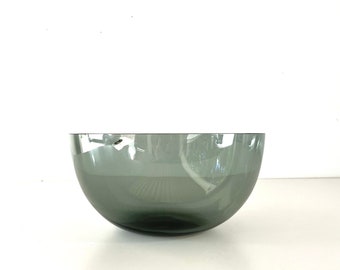 Vintage Modern Kaj Franck Nuutajärvi Finland Smoked Glass Bowl