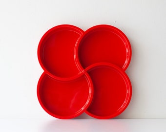 Vintage Dansk Swirl Tray - Red Plastic Divided Snack Tray - Gunnar Cyren