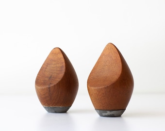 Vintage Danish Modern Teak Salt Pepper Shakers - P. J. Ostergaard Denmark