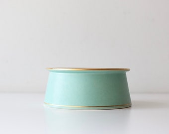 Vintage Hyalyn Aqua Blue + Gold Bowl - Trinket Dish