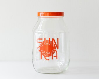 Vintage Modern Glass Typography Sun Tea Canister