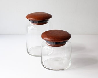 Vintage Modern Teak & Glass Storage Containers