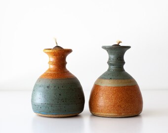 Vintage Set Studio Pottery Oil Lamps - Kaplan Pottery