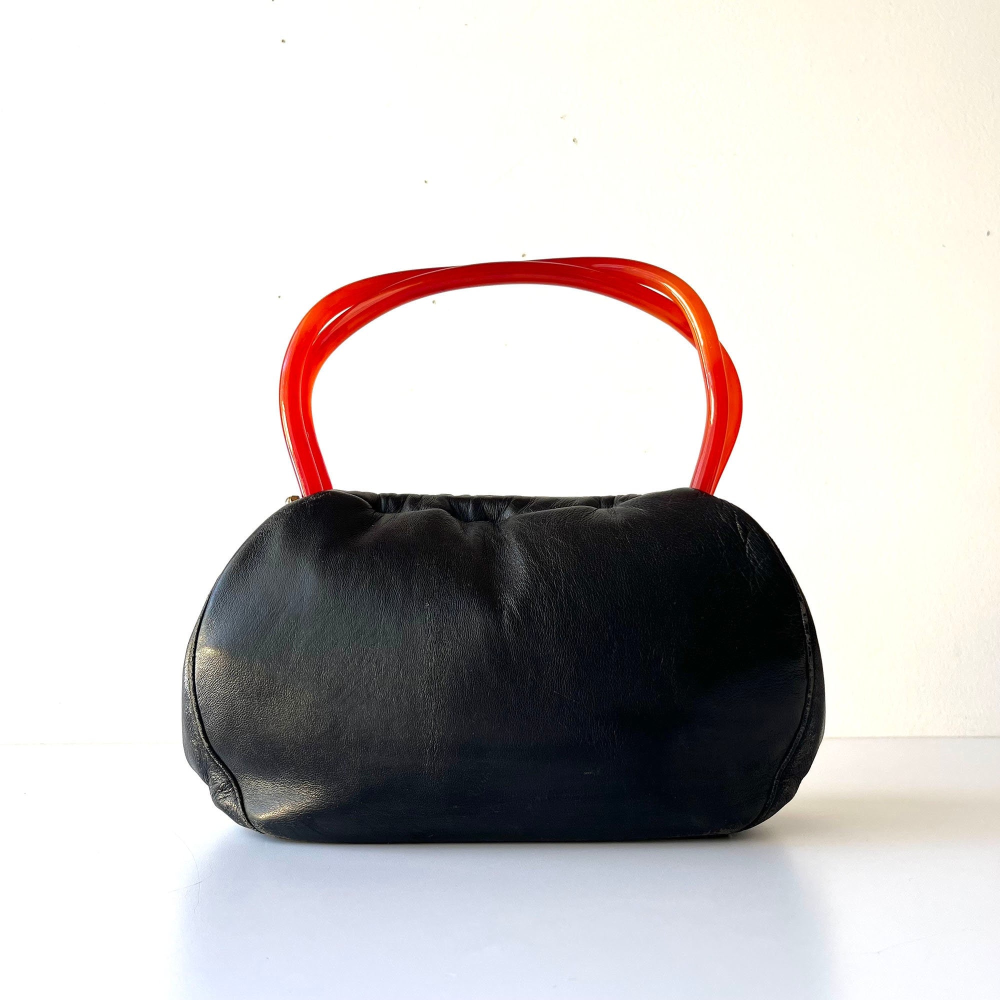Vintage Black MM Ladies Handbag Snap Clutch Bag Purse 1950's
